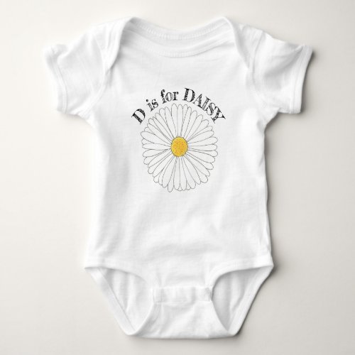 D is for DAISY Yellow White Flower Blossom ABCs Baby Bodysuit
