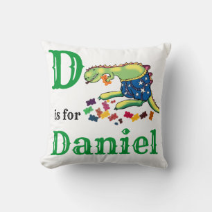 D is for Daniel baby boy  Throw Pillow