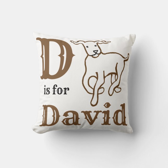 D is for David baby boy  Throw Pillow (Front)