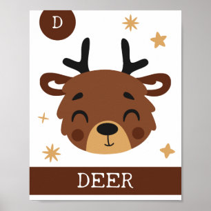 D is for Deer, Nursery, Bedroom, Kids' Wall Art