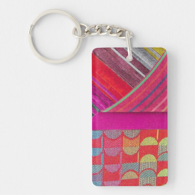 D is for diagonal collage keychain (Front)