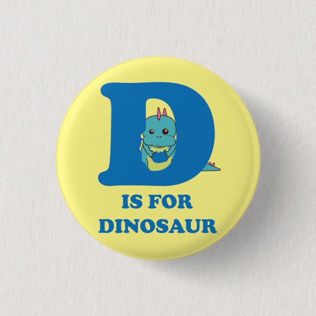d is for dinosaur_2 yellow cream button (Front)
