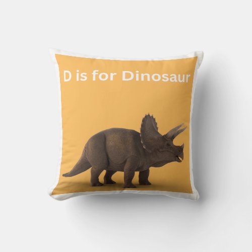 D is for Dinosaur Throw Pillow