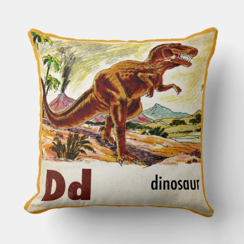 D is for Dinosaur Throw Pillow