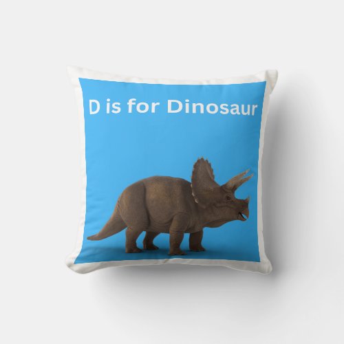 D is for Dinosaur Throw Pillow