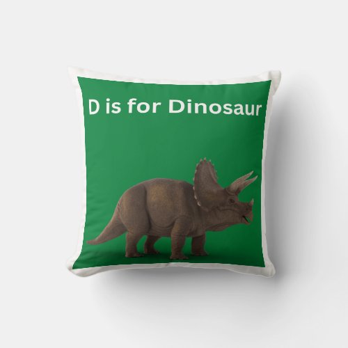 D is for Dinosaur Throw Pillow