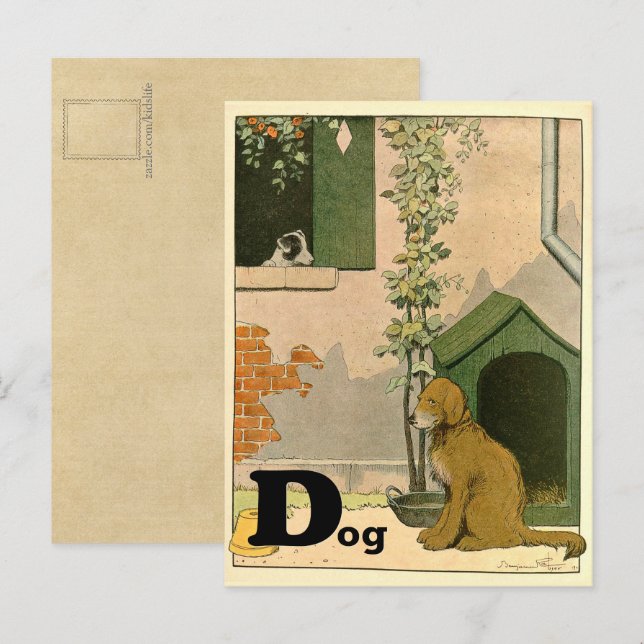 D is for Dog Golden Retriever and Terrier Alphabet Postcard (Front/Back)