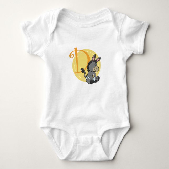 D is for Donkey Baby Bodysuit (Front)