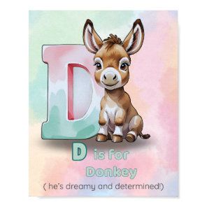 D is for Donkey – Dreamy and Determined ABC Poster