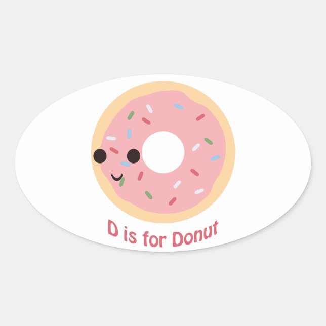 D is for Donut Oval Sticker (Front)