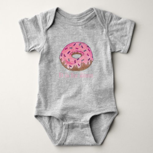 D is for Donut Pink Frosted Doughnut Sprinkles Baby Bodysuit