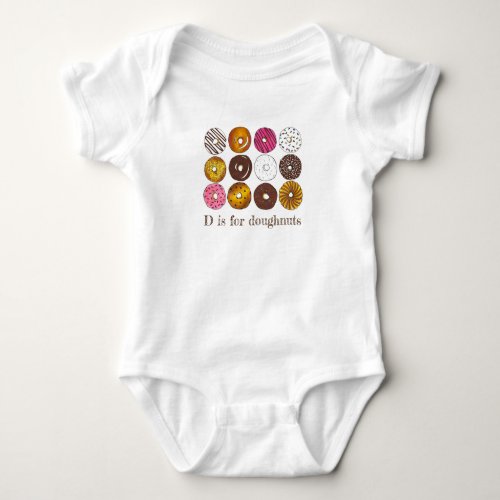 D is for Doughnuts Donut Dozen Breakfast Food Baby Bodysuit