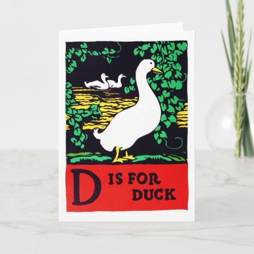 D is for Duck ABC 1923 Vintage Alphabet Card