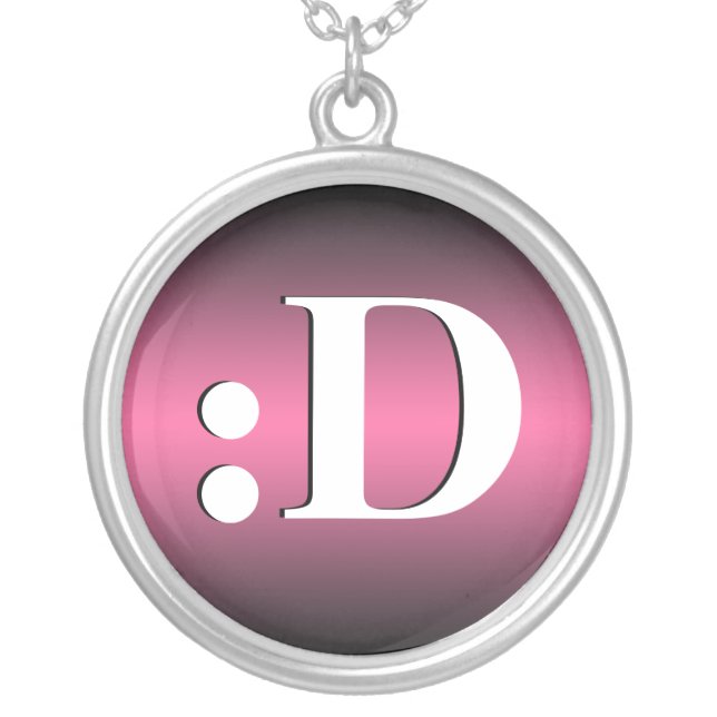 :D ~ Laughing Emoticon Pink Necklace (Front)