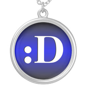 :D ~ Laughing Emoticon Royal Blue Necklace