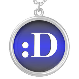 :D ~ Laughing Emoticon Royal Blue Necklace