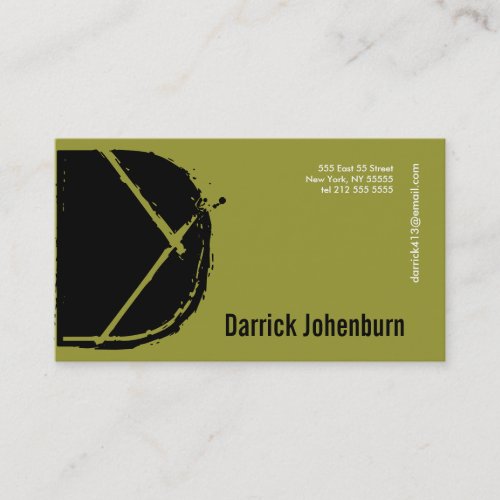 D Letter Alphabet Business Card Green