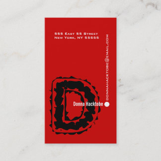 D Letter Alphabet Business Card Red