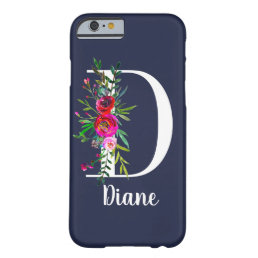D Letter Initial Monogram Floral Custom Color Name Barely There iPhone 6 Case