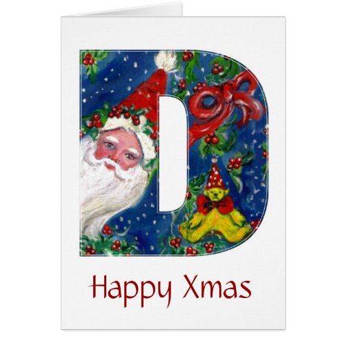 D LETTER  SANTA CLAUS WITH RED RIBBON MONOGRAM