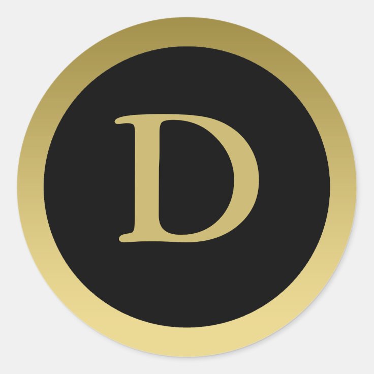 D :: Monogram D Elegant Gold and Black Sticker | Zazzle