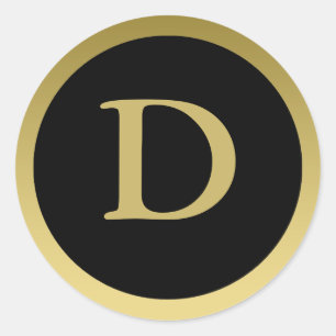 D :: Monogram D Elegant Gold and Black Sticker