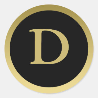 D :: Monogram D Elegant Gold and Black Sticker