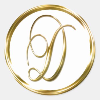 D Monogram Faux Gold Envelope Or Favor Seal by TDSwhite at Zazzle