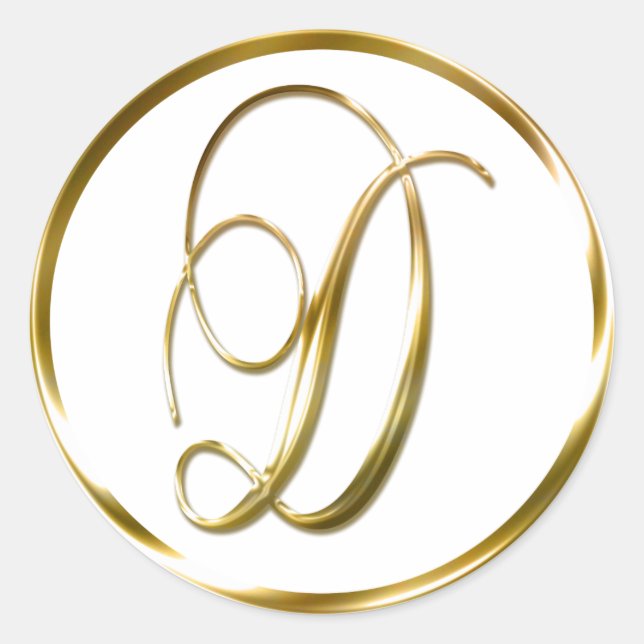 D Monogram Faux Gold Envelope Or Favor Seal (Front)