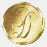 D Monogram Faux Gold Envelope Seal Stickers at Zazzle