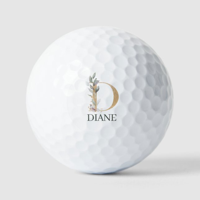 D Monogram Floral Personalized Golf Balls (Front)