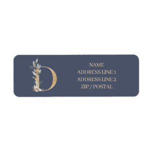 D Monogram Floral Personalized Label