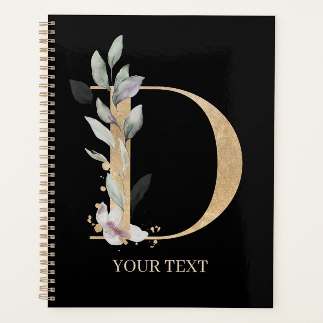 D Monogram Floral Personalized Planner (Front)