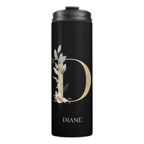 D Monogram Floral Personalized Thermal Tumbler