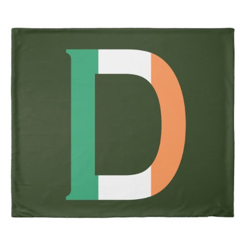D Monogram overlaid on Irish Flag bedkccnt Duvet Cover