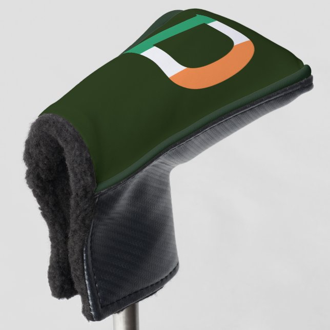D Monogram overlaid on Irish Flag pccnt Golf Head Cover (3/4 Front)