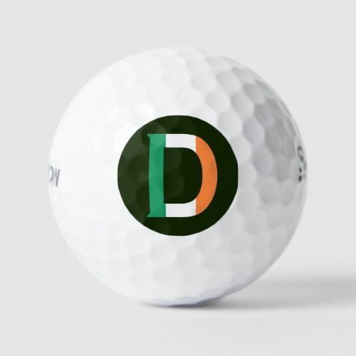 D Monogram overlaid on Irish Flag ssf gbcn Golf Balls
