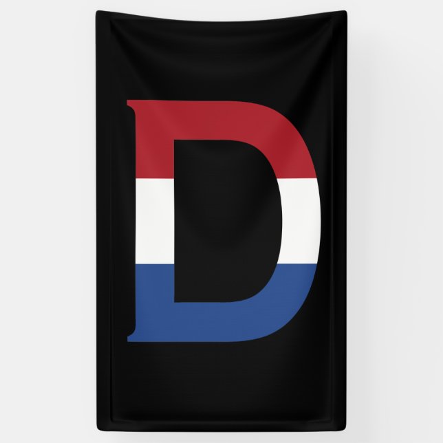 D Monogram overlaid on NLD flag on bk bnrcnt Banner (Vertical)