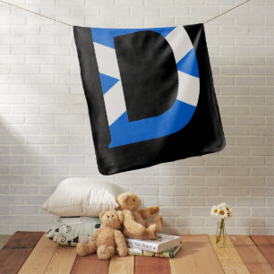 D Monogram overlaid on Scottish Flag bbt Baby Blanket