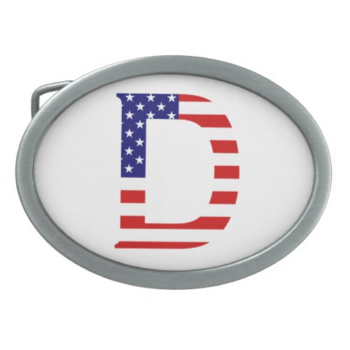 D Monogram overlaid on USA Flag bbcn Belt Buckle