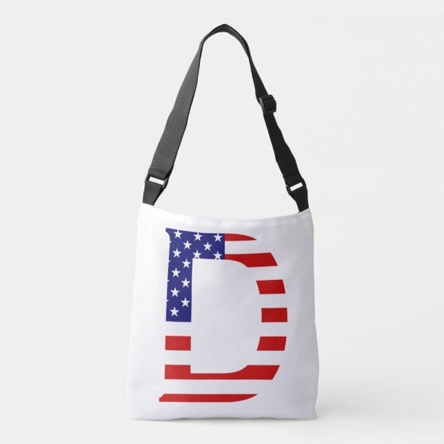 D Monogram overlaid on USA Flag cbbcnt Crossbody Bag (Front)