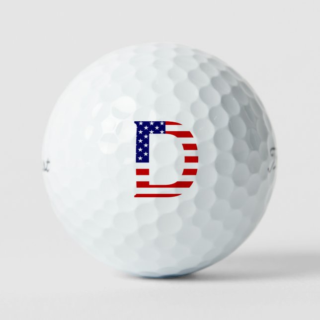 D Monogram overlaid on USA Flag tpv1 gbcnt Golf Balls (Front)
