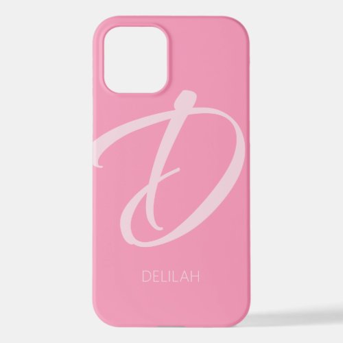 D Monogram Personalized Pink iPhone Case