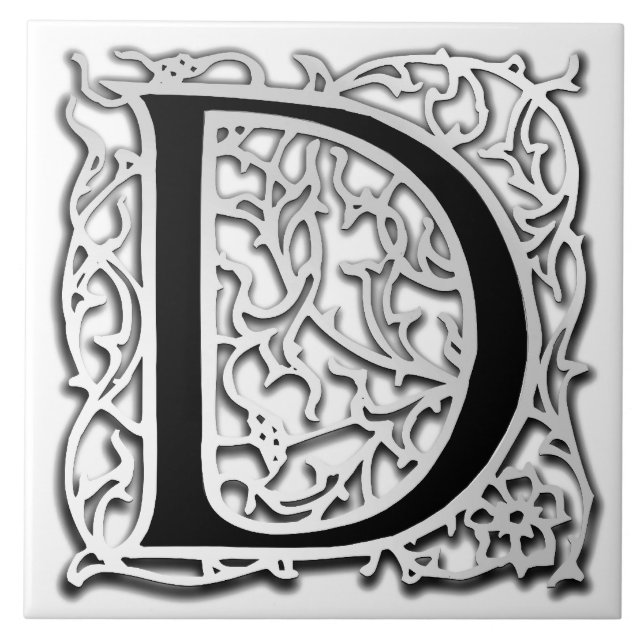 D Monogram "Silver Besque" Ceramic Tile (Front)