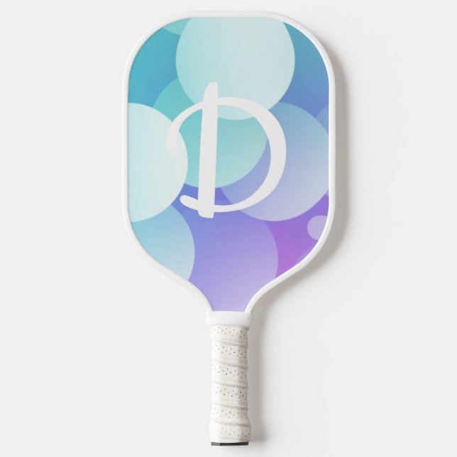 D Name Pickleball Paddle Purple Blue Bubble Modern (Front)