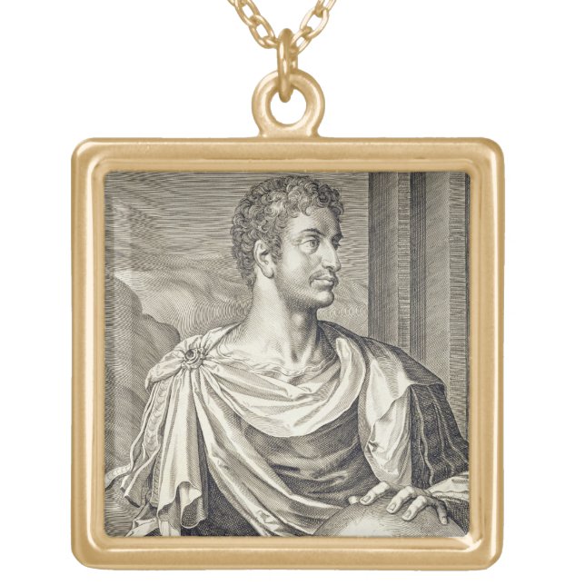 D. Octavius Augustus (63 BC - 14 AD) Emperor of Ro Gold Plated Necklace (Front)