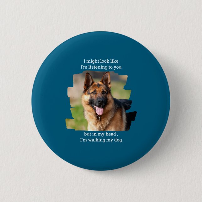 D Pet Photo Funny Dog Dad  Button (Front)