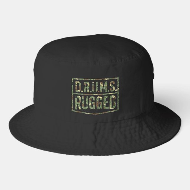 D.R.U.M.S. RUGGED (CAMOUFLAGE LOGO) BUCKET HAT  (Front)