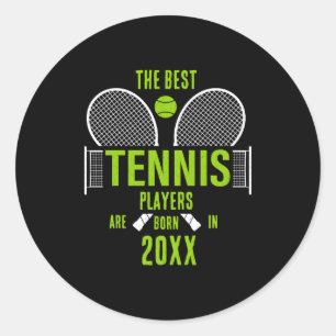 D Tennis Birth Year Name Birthday Classic Round Sticker