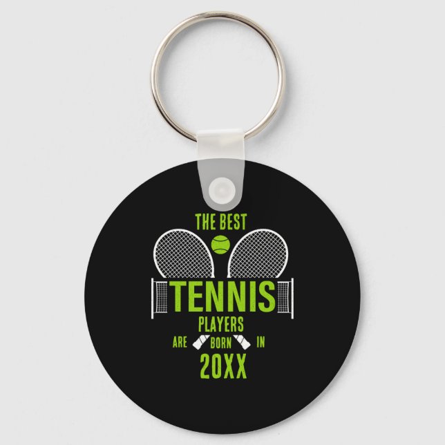 D Tennis Birth Year Name Birthday  Keychain (Front)